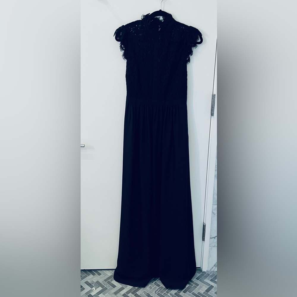 Rachel Zoe black lace paneled floor length gown size 6 - Picture 6 of 8